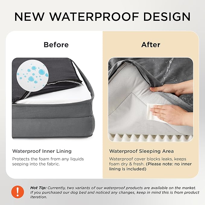 Bedsure XL Orthopedic Dog Bed for Extra Large Dogs - Washable XLarge Dog Cat Bed Waterproof, Comfort Dogs Couch Sofa with Washable Removable Cover, Pet Bed with Nonskid Bottom, Grey, 42"