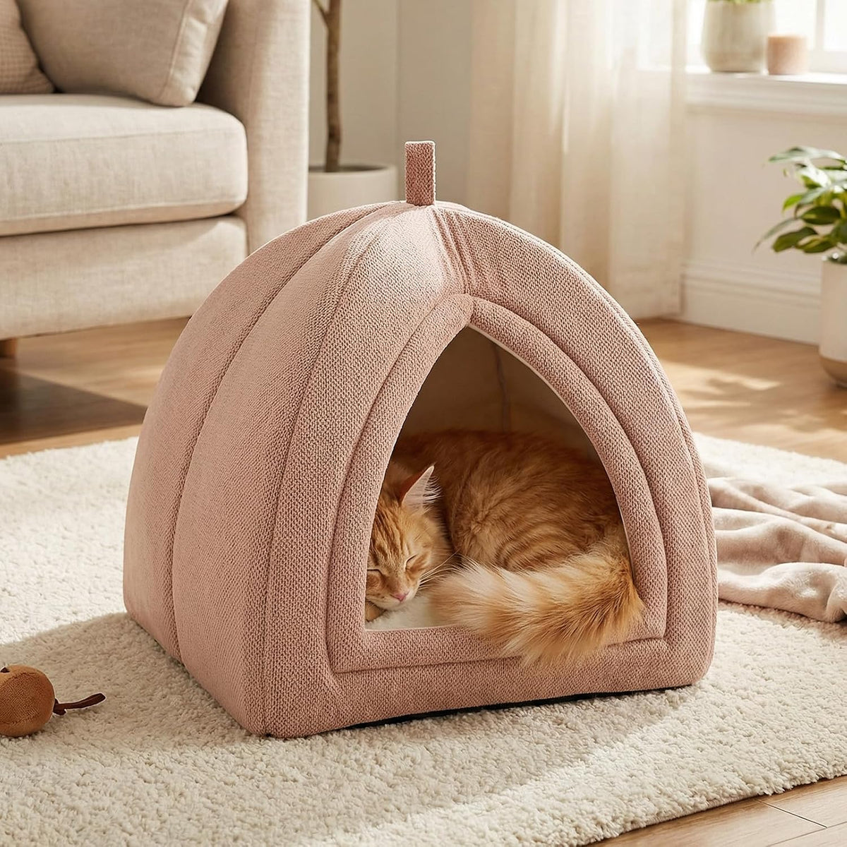 Amazon Basics Cat Bed Cave - Pink / L-17.5"×17.5"×17.5" - image 4