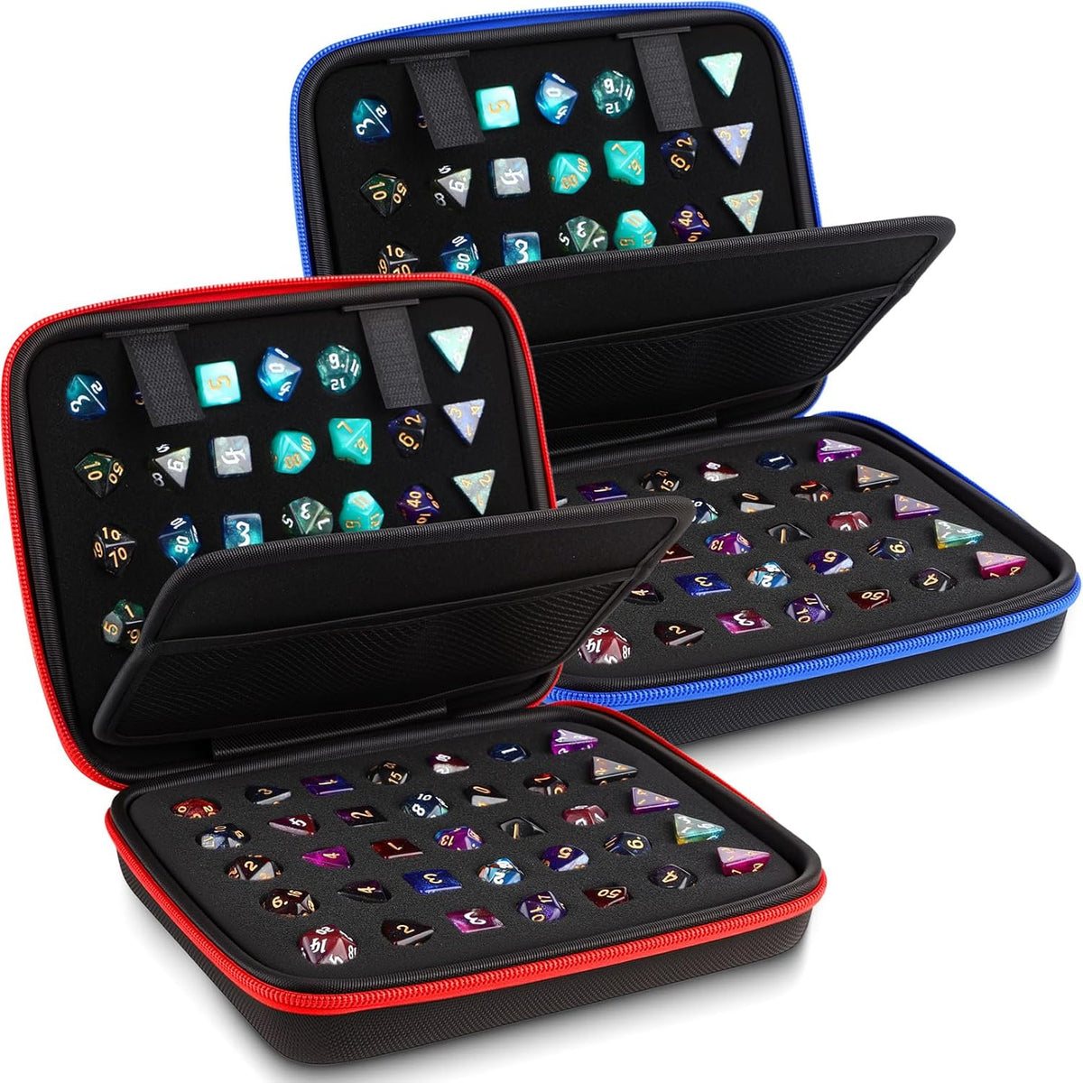 Aoriher 1 Pcs Dice Case with Removable Slotted Tray - Red,Blue