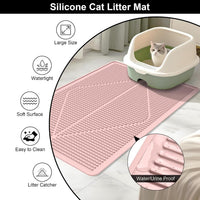 Rubber Cat Litter Mat Litter Box Mat - Pink / XXL-38" x 25" Thickened - image 4