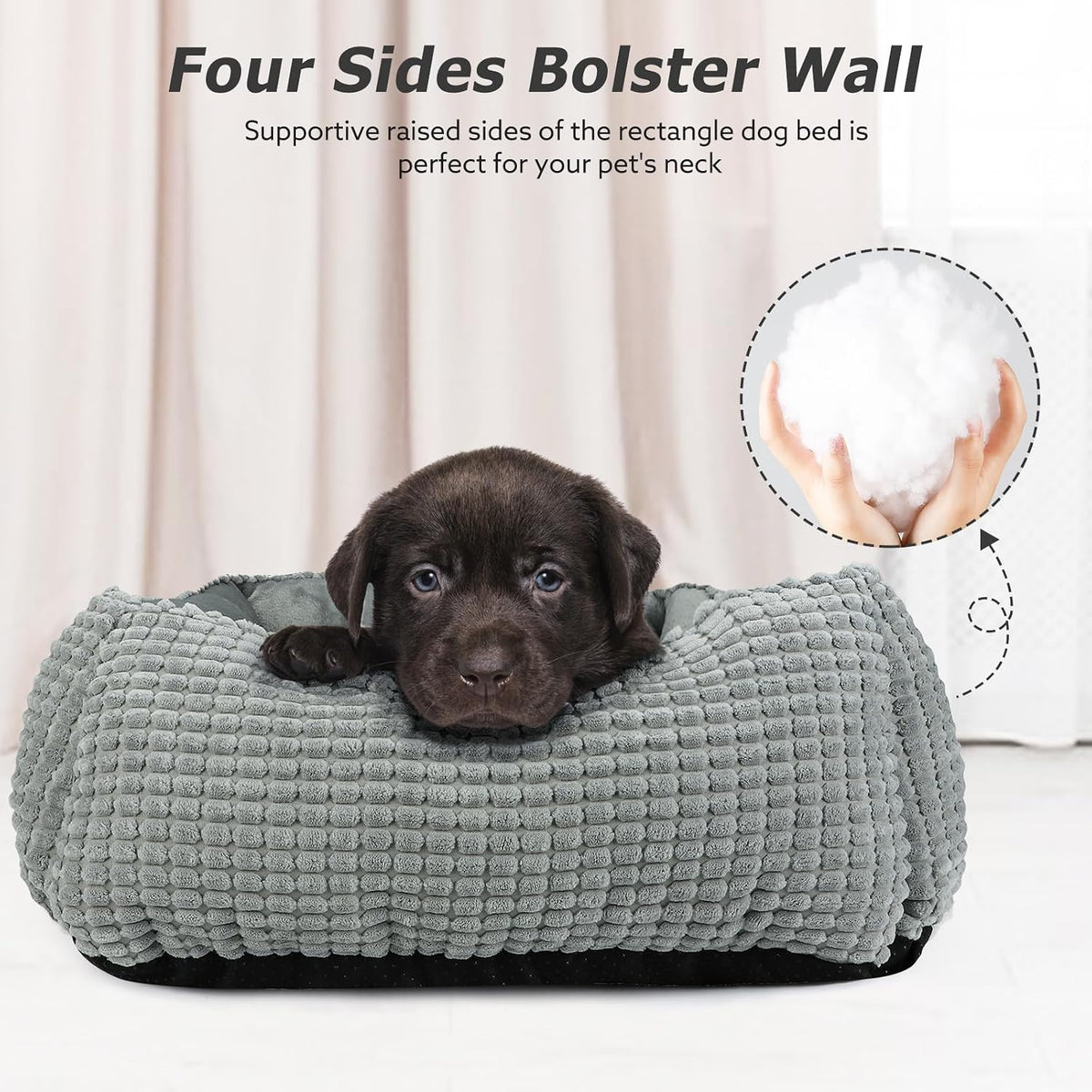 MIXJOY Dog Bed for Large Medium Small Dogs - Light Gray / M(25’’x 21’’x 8’’) - image 3