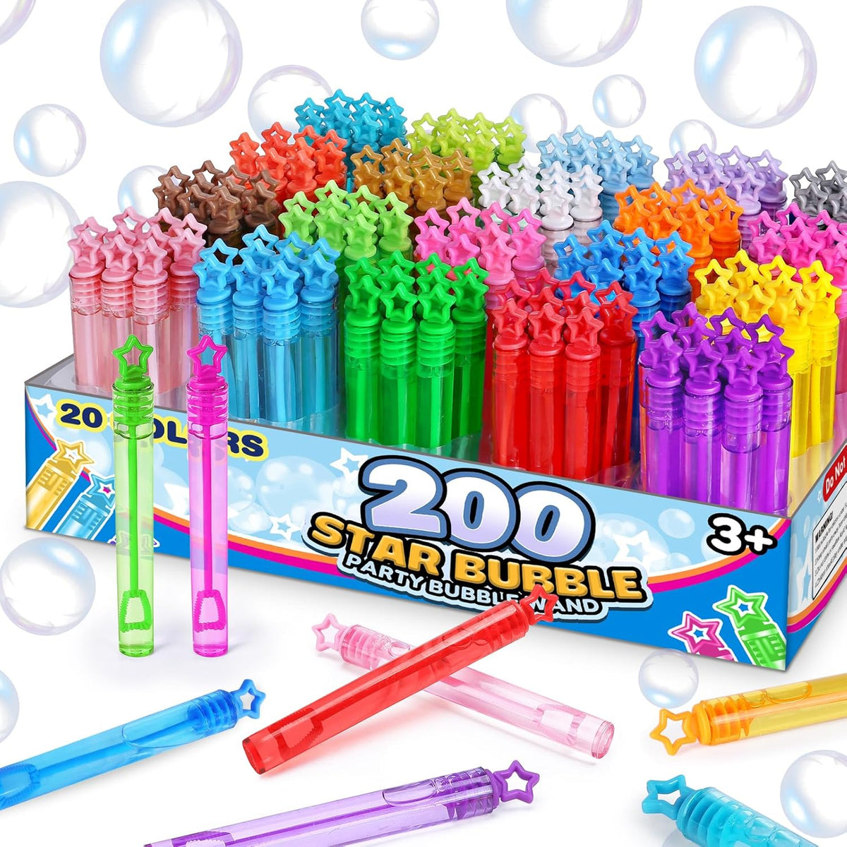 32 Pcs 8 Colors Neon Mini Star Bubble Wand - kid bubble