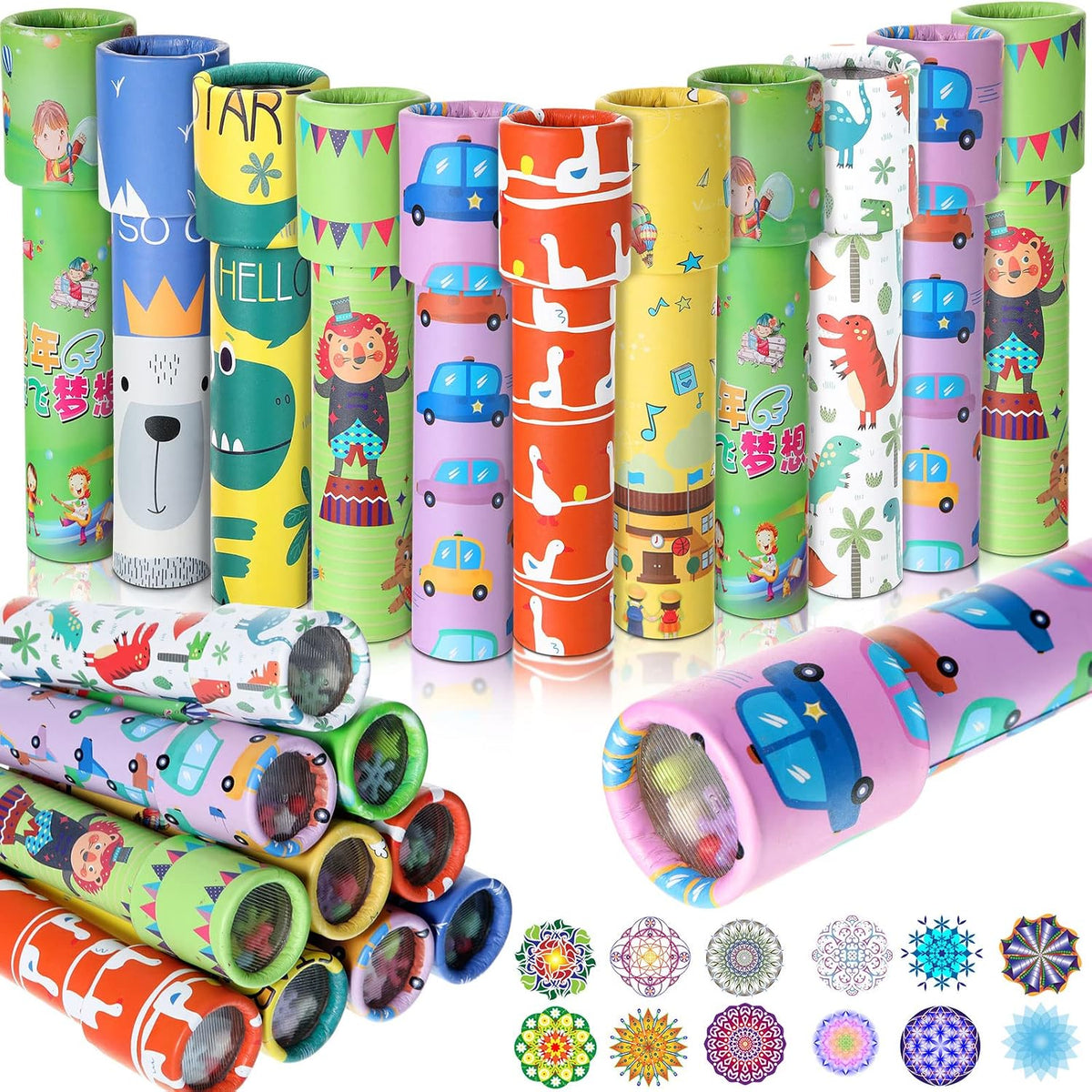 24 Pcs Classic Kaleidoscopes for Kids Vintage Toys Party Favor - Vivid Style