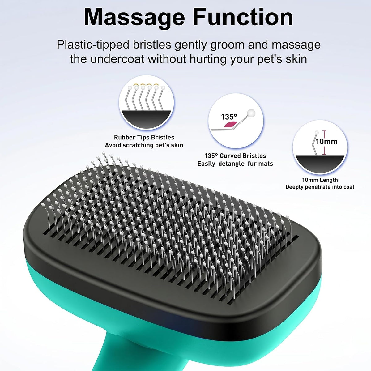 Self Cleaning Slicker Brush for Dog and Cat Shedding – Essentials for Dogs - Aqua Green - image 4