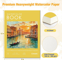Watercolor Paper Pad, 5.5"x8.5”, Spiral, Bound with Tear - Yellow / 9" x 12" Glue Bound - image 2