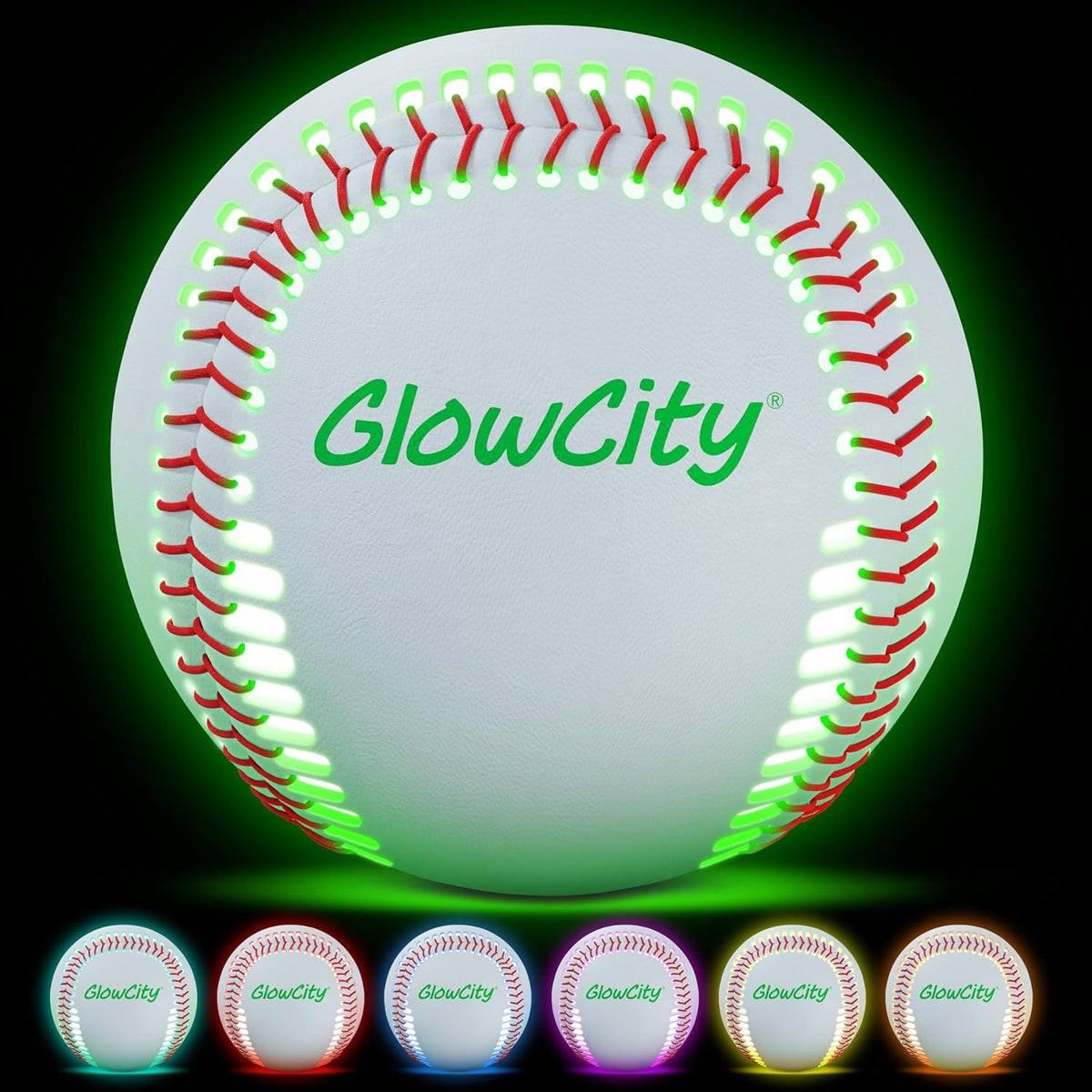 GlowCity Premium Leather LED Rechargeable Light-Up Baseball