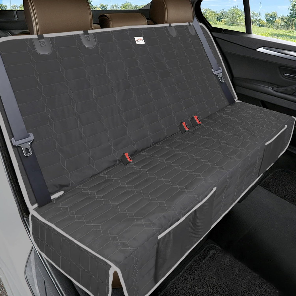 Dog Car Seat Cover for Back Seat - Black-Gray / SUV Bench-54"W / 1