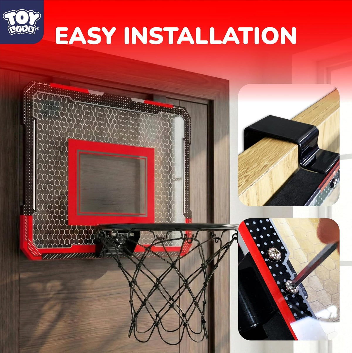 TOY Life Basketball Hoop Over The Door Basketball Hoop – Fun for Kids & Family - Black-Classic - image 3