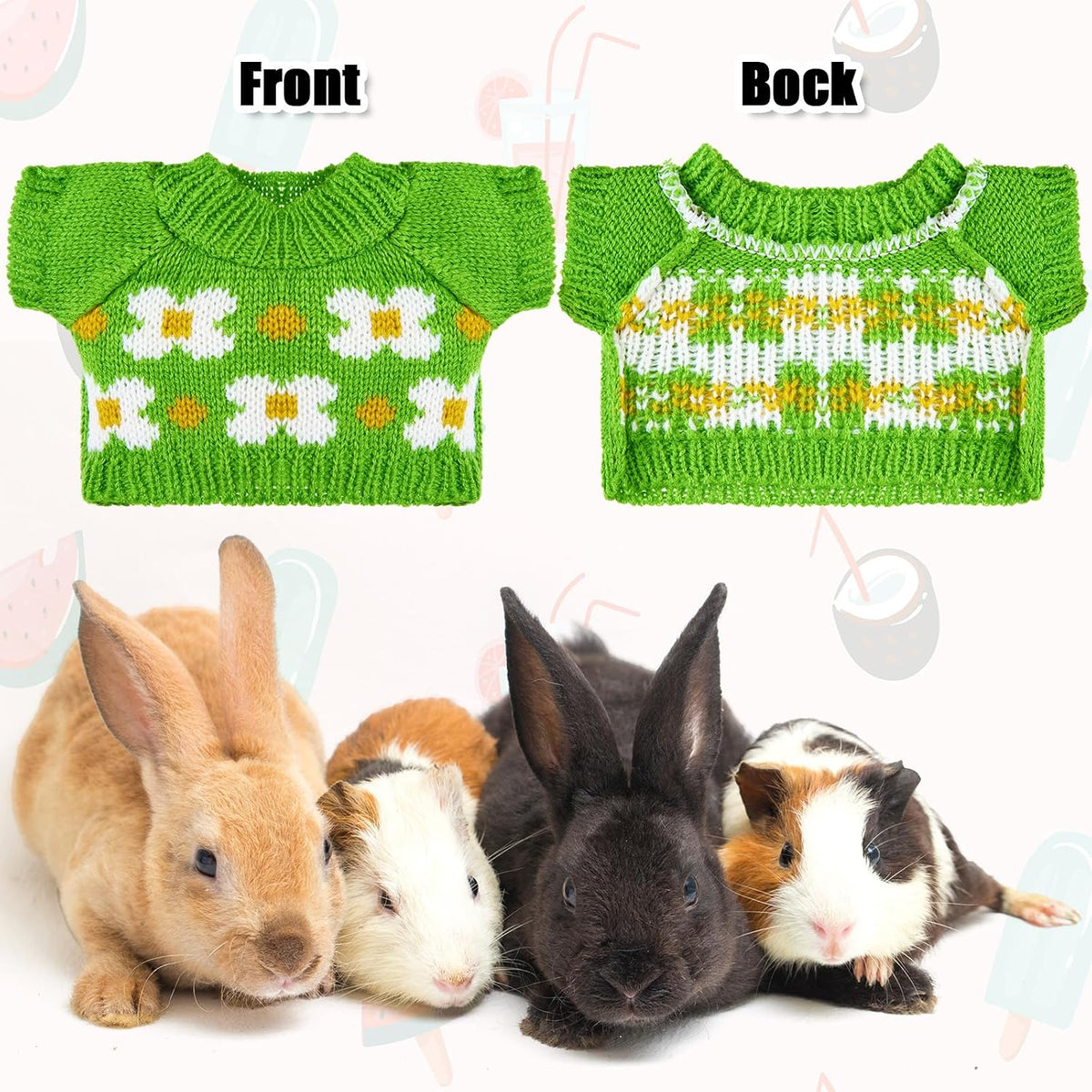Clysee 10-piece guinea pig clothes set with flannel vests and knitted mini hats - view 14