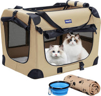 Portable Collapsible Dog Crate - Beige / 24.0"L x 17.0"W x 17.0"H