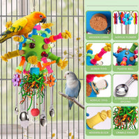 Parrot Toys Bird Toys Perch Pullable Stainless Steel Spoons Colorful - green - image 3
