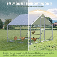 Large Metal Chicken Coop, 10x6.5x6.5FT Chicken Runs for Yard with Cover,