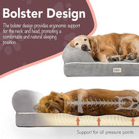 Friends Forever Large Dog Bed, Orthopedic Pet Sofa Memory Foam Mattress, Calming Dog Couch, Wall Rim Pillow, Water Resistant Liner, Washable Cover, Non-Slip Bottom, Chester, Large Grey