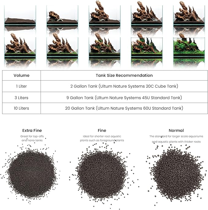 Ultum Nature Systems Controsoil - Freshwater Aqua Soil Substrate for Fish, Shrimp, Live Plant Propagation and Aquascaping - 6.8pH Low Ammonia, Volcanic Ash - Black, Extra Fine (10 Liter | 20LB)