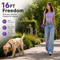 Heavy Duty Retractable Dog Leash-16ft Strong & Durable Walking Leash - Purple / Small/Medium - image 3