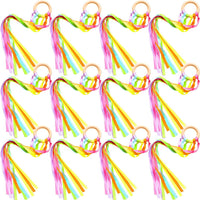 Deekin rainbow ribbon rings, wooden Waldorf hand kites with bright streamers