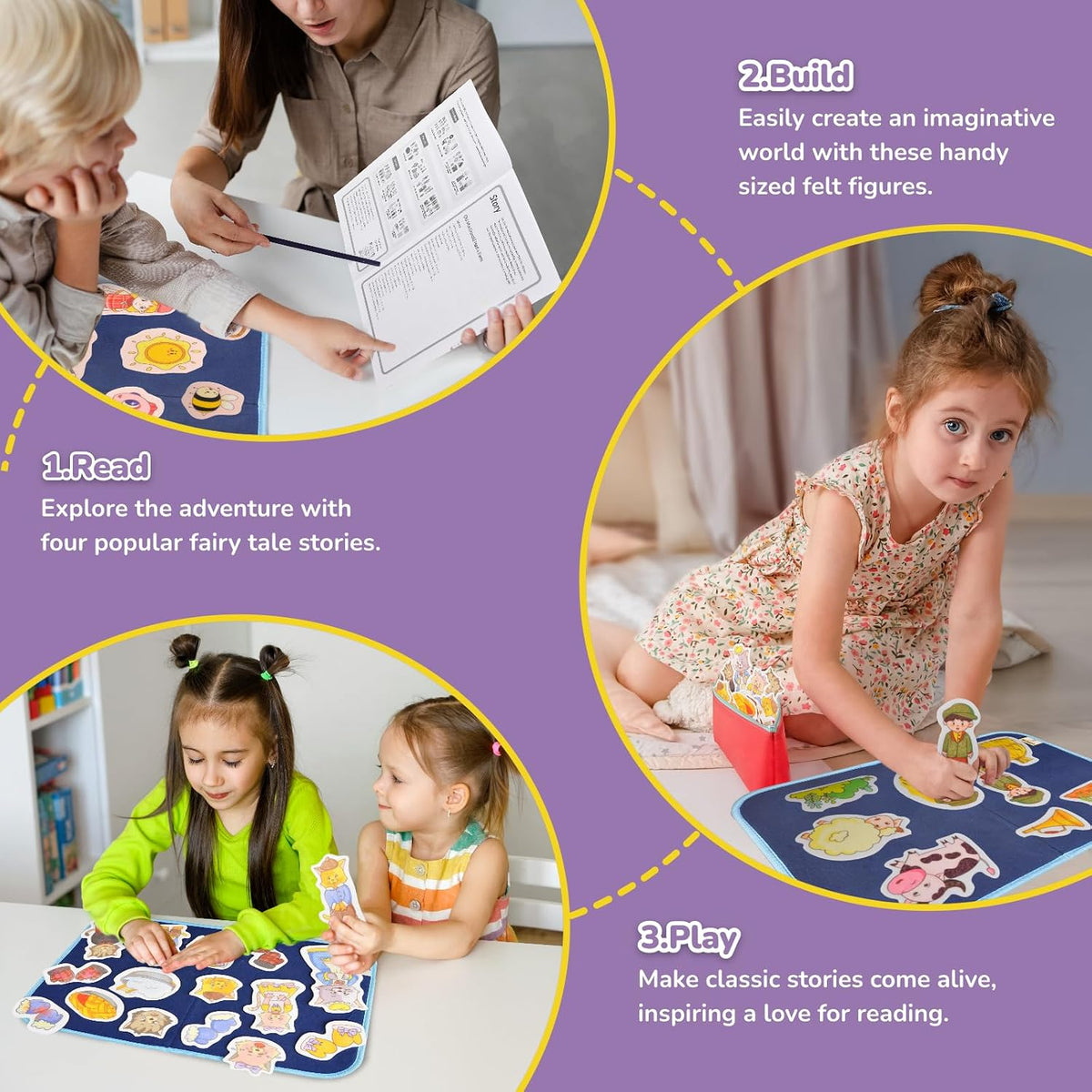 CHEFAN felt board story set with nursery rhyme felt pieces and a felt board with pockets - view 15