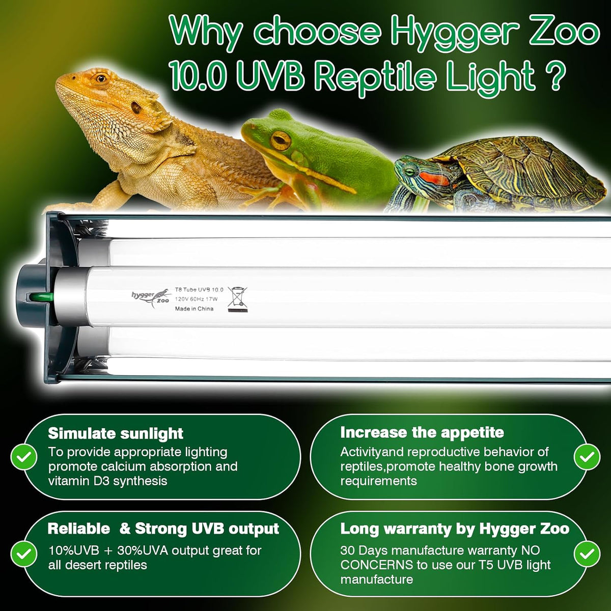 T5 Reptile Light Fixture Combo Kit 24W Light Fixture Reptile - 17w-green / 17W 24.3IN Green - image 3