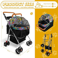 Pet Stroller with Storage Basket and Cup Holder, Folding Dog Jogger, Foldable Cat Stroller, 3 in 1 Puppy Kitten Cart, Pet Jogger for Medium Dog Cat (Magic Black)