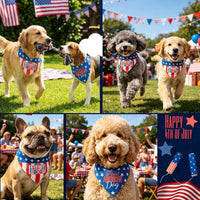 Halloween Dog Bandanas with No Tricks Sign - American Flag D / Large - image 4