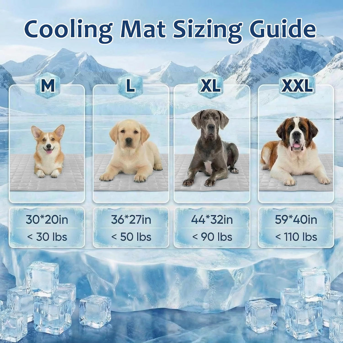 FunFurry Cooling Mat for Dogs，59"X40" Extra Large Pet Pad，Q-Max>0.5 - Light Grey / 36" x 27"（L） - image 3