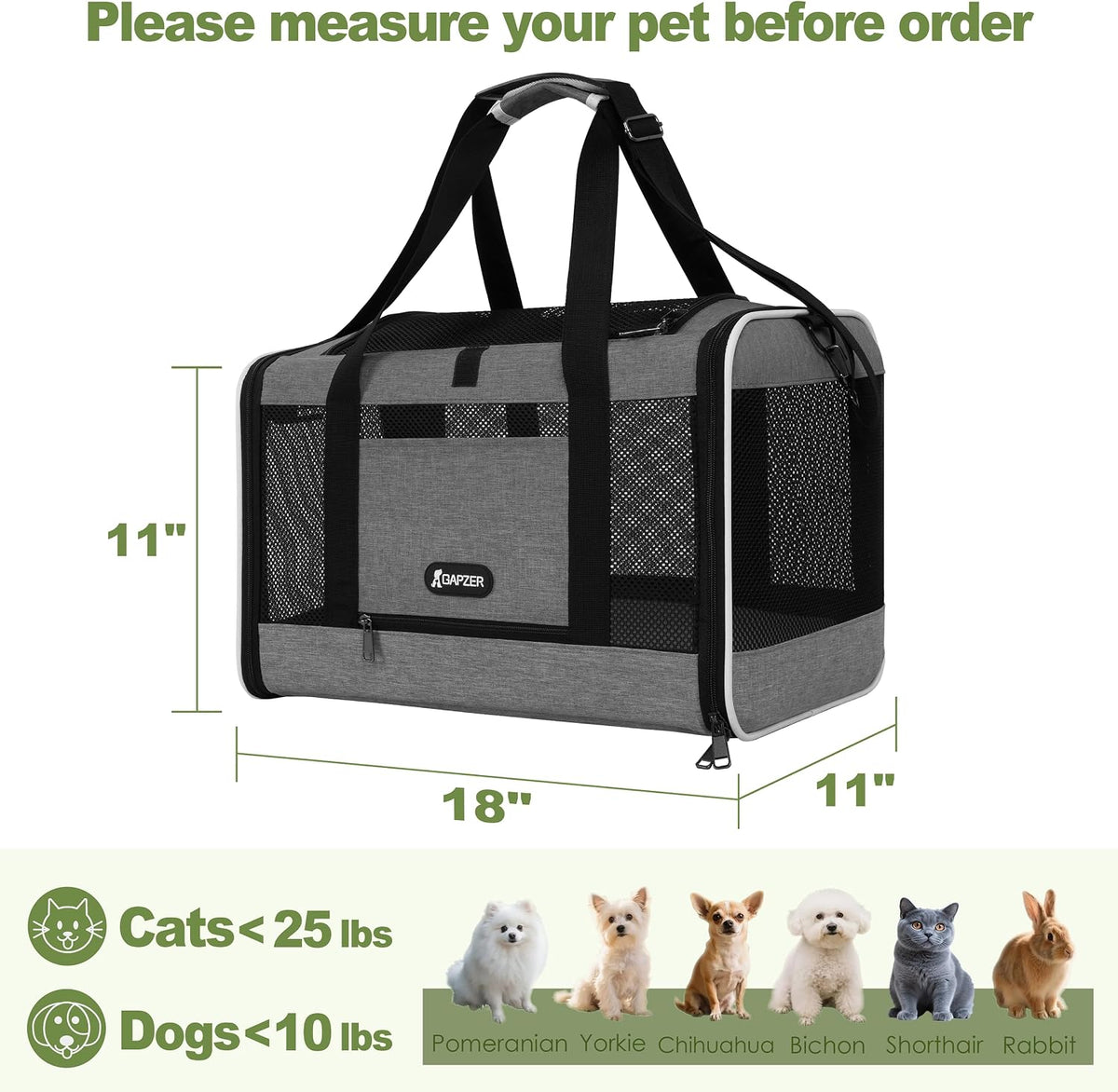 Cat Carrier 18x11x11 Top Load - Grey / 18.0"L x 11.0"W x 11.0"H - image 2