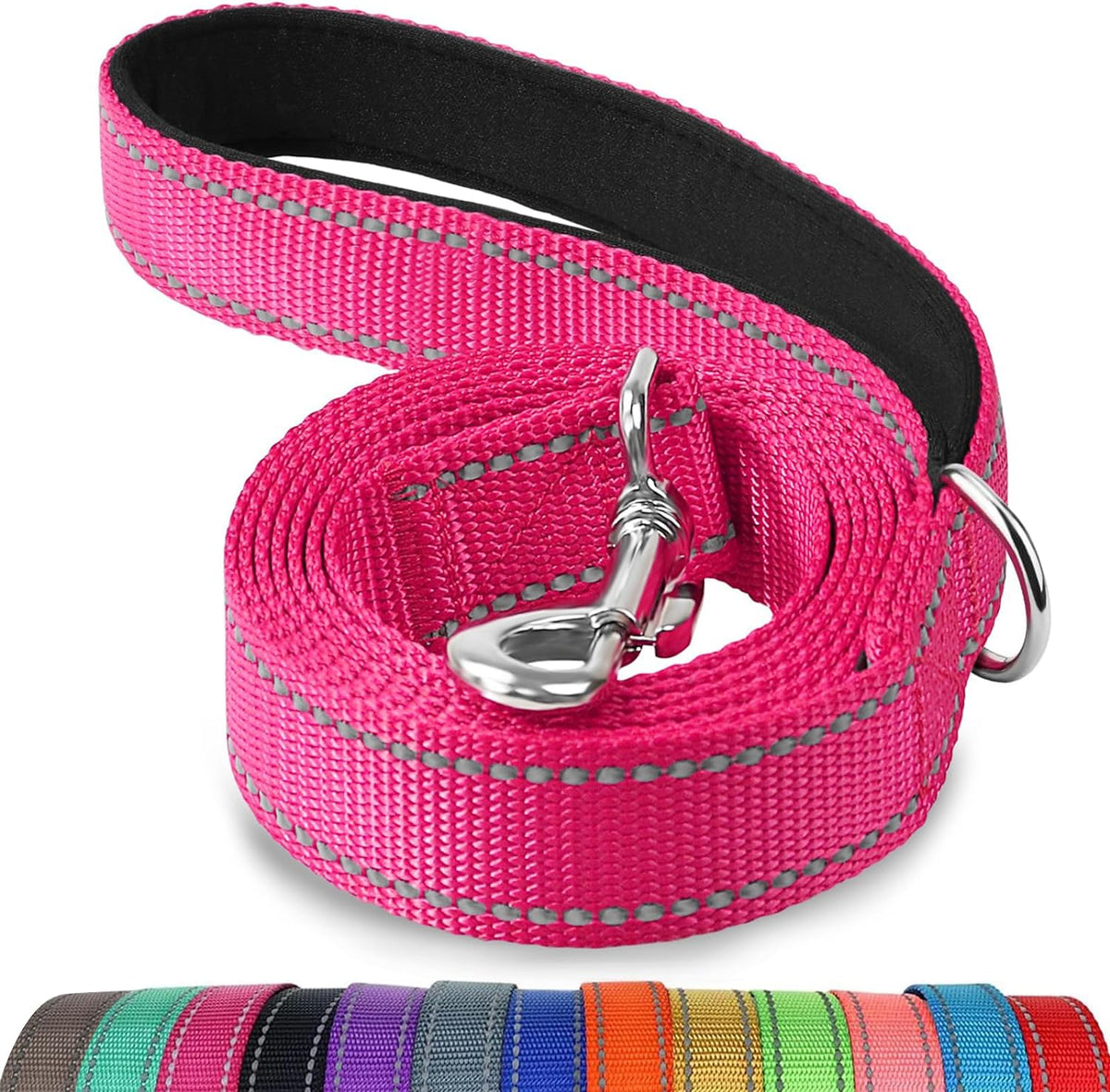 Joytale Reflective Dog Leash for Medium & Large Dogs - 4 ft Narrow / Hotpink
