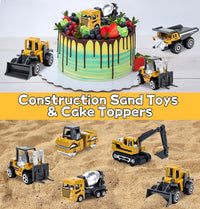 Tcvents 6-piece set of yellow diecast mini construction trucks including excavator and dump truck - view 6