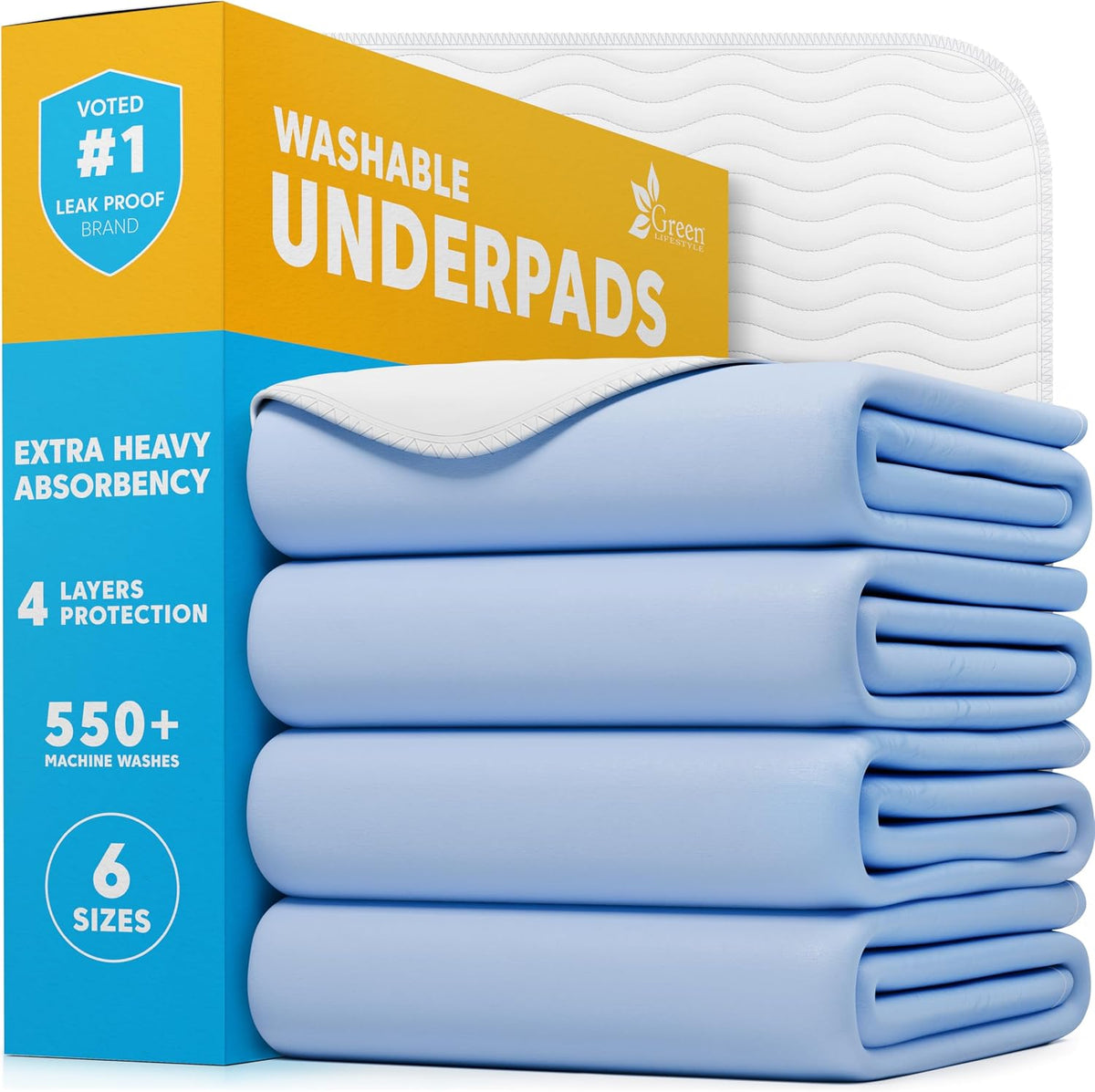 4 Pack Washable Pee Pads for Dogs 34"x36" - Blue/White / 4 Pack - 34x36
