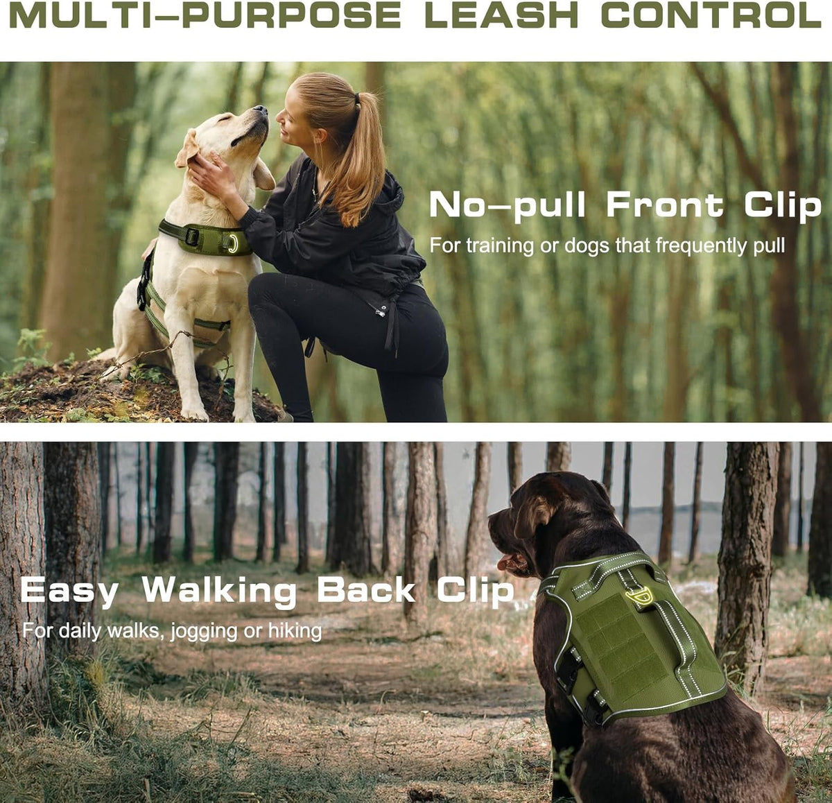 Dog Harness for Large Dogs - Green / L(Neck:18-24",Chest:25-36"),45-80 lbs - image 3