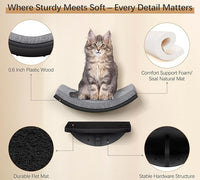 Cat Wall Shelf, Curved Cats Wall Bed, Wall Mounted Cat Grey Climbing Shelves for Sleeping, Playing, and Lounging