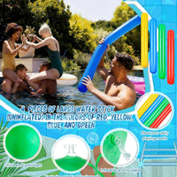 Deekin four inflatable PVC pool noodles in red, yellow, blue and green - view 5