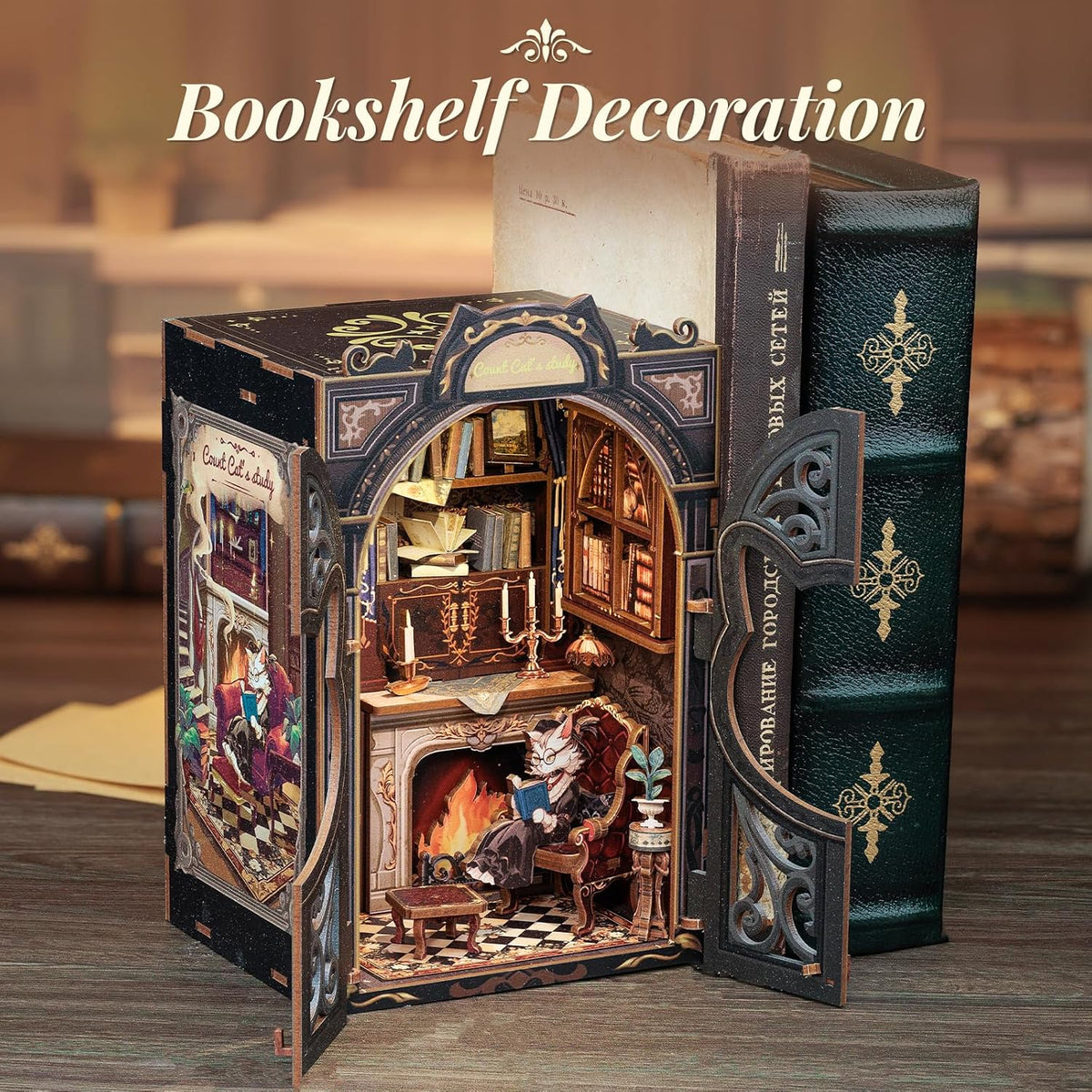 CUTEBEE 3D Wooden Puzzle for Adults - Count Cat's Study - image 2