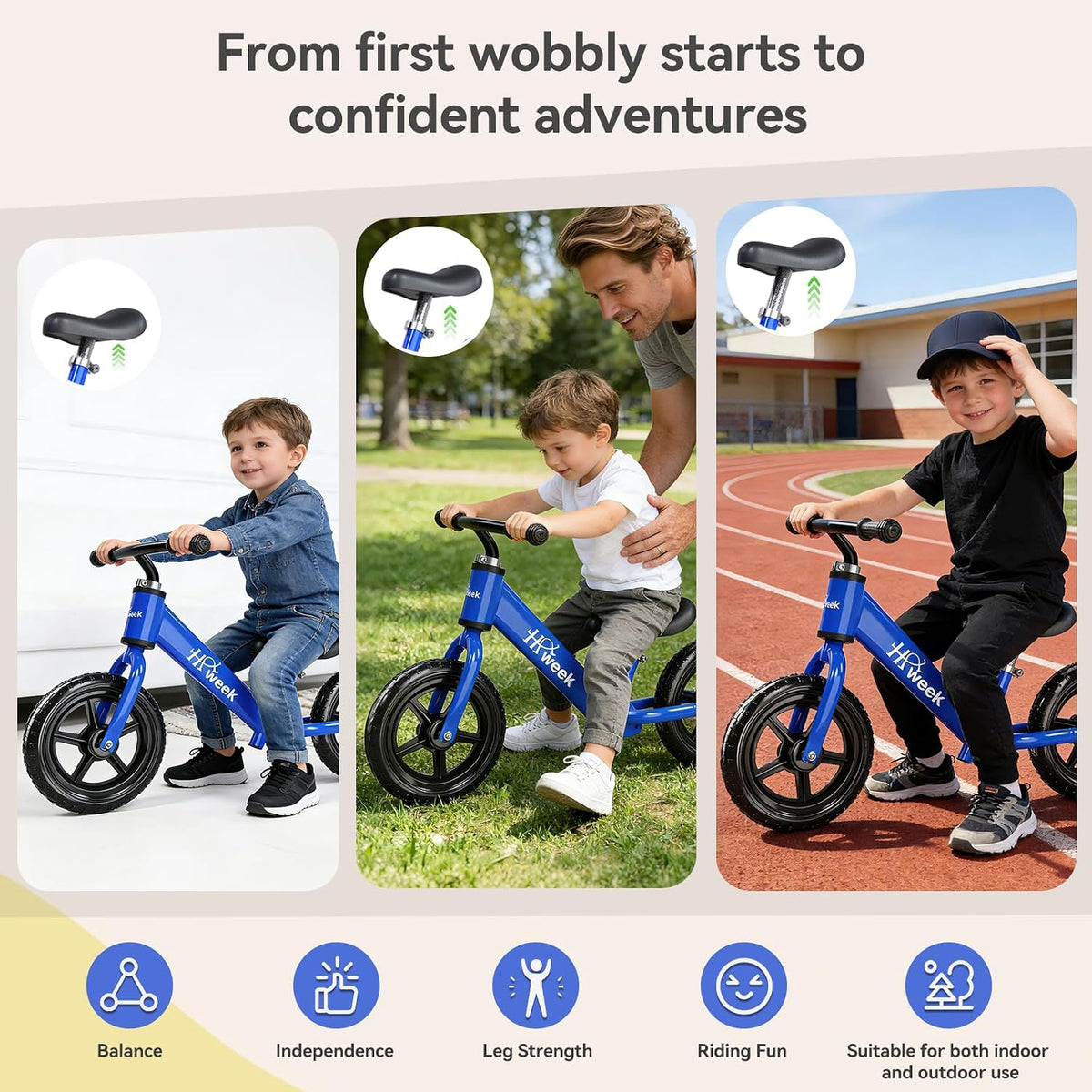 Toddler Balance Bike for 3-5 Year Old 12” No Pedal Training Bike Toys - BK-BLUE - image 4