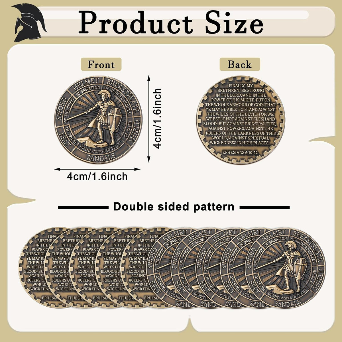 Nosiny 10 piece armor of God prayer coins in classic style alloy metal - view 26