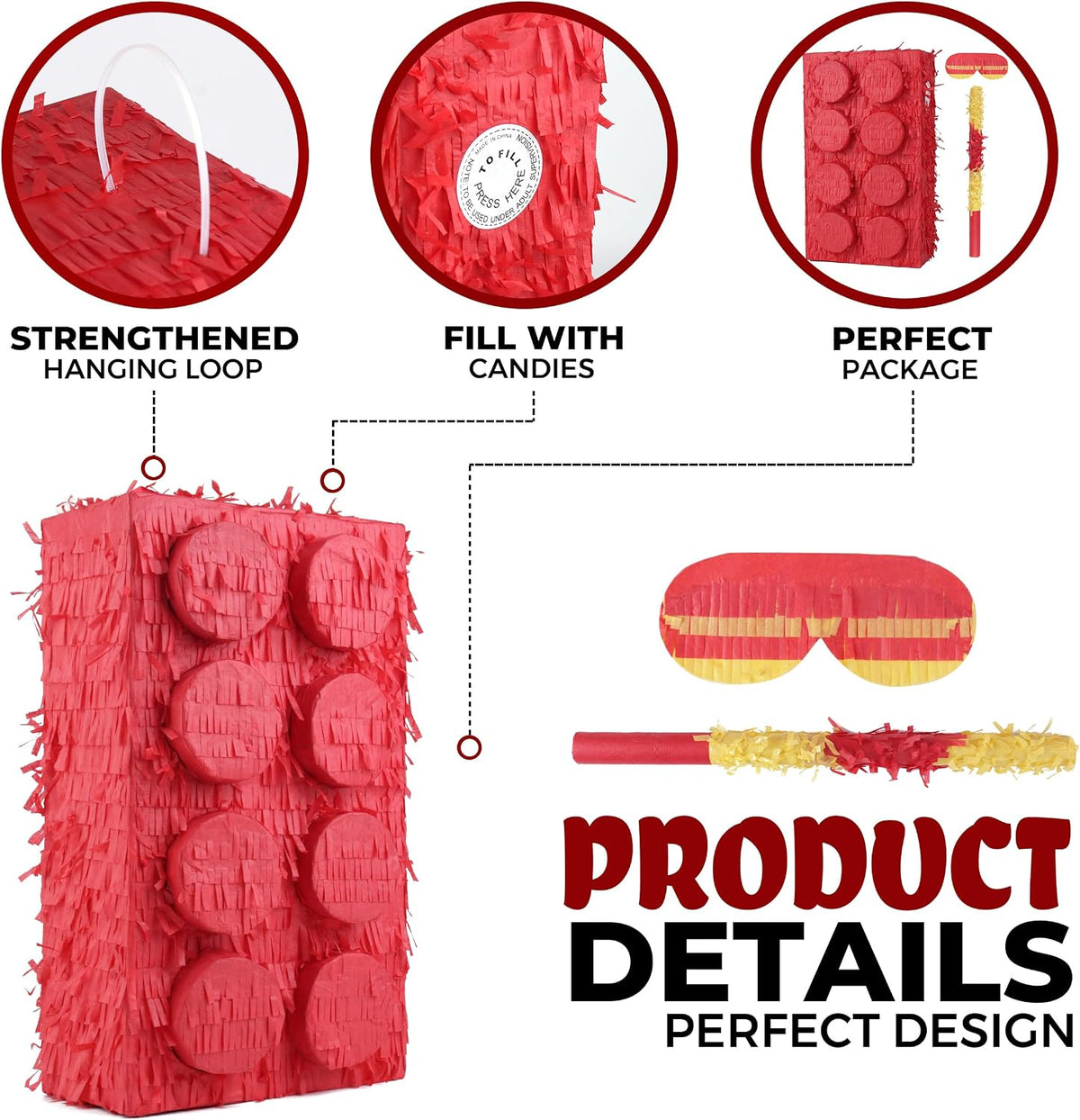 Mushroom Pinatas Bundle with a Blindfold and a Bat - Block - image 3