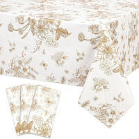 3 Pack Plastic Birthday Tablecloth - Orange Floral