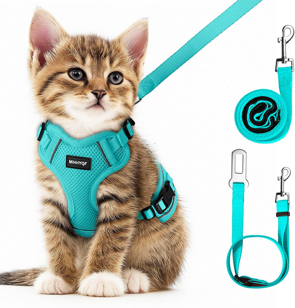 Cat Harness and Leash Set, Adjustable Cat Vest Harnesses – Essentials for Cats - Green / X-Small