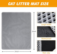Double Layer Cat Litter Mat, Waterproof Non-Slip - grey / 30x24 inch - image 3