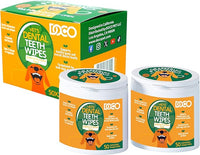 DOCO Dog Teeth Cleaning Wipes Dental Finger Wipes for Cats & Dogs Remove Plaque & Tartar, Freshen Breath, No Rinse, Easy Pet Tooth Cleaning Kit for Oral Care, Coconut & Grapefruit Flavor, 100 Count