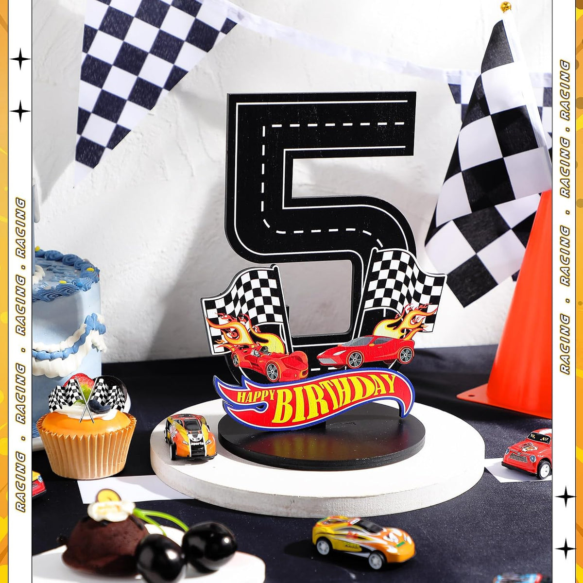 MiniInflat Race Car 5th Birthday Number Sign Centerpiece Race Car - 5th - image 3