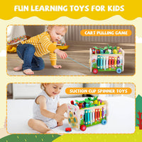 Teekdeer 9 in 1 Montessori wooden pounding toy with xylophone, gears and carrot harvest - view 3