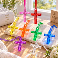 104 Pack Crystal Cross Necklaces Bulk, VBS Prizes - 104-Multi - image 4