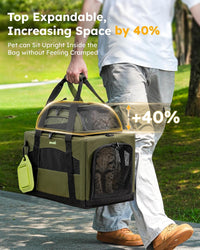 Pecute Cat Carrier, Top Expandable Dog Crate for Travel - Green - image 3