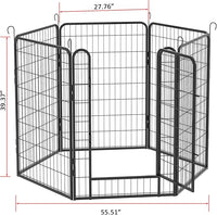 Dog Playpen, Outdoor Dog Fence, 6 Panels, 40" H Dog Pen for Large/Medium/Small Dogs, Heavy Duty Metal Pet Fence with Gate, Portable Dog Fence for RV Camping and Yard (Black)