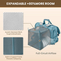 Expandable Large Cat Carrier Backpack, Supports up to – Essentials for Dogs - 16.5"L x 10.2"W x 15.8"H / Polar Blue - image 3