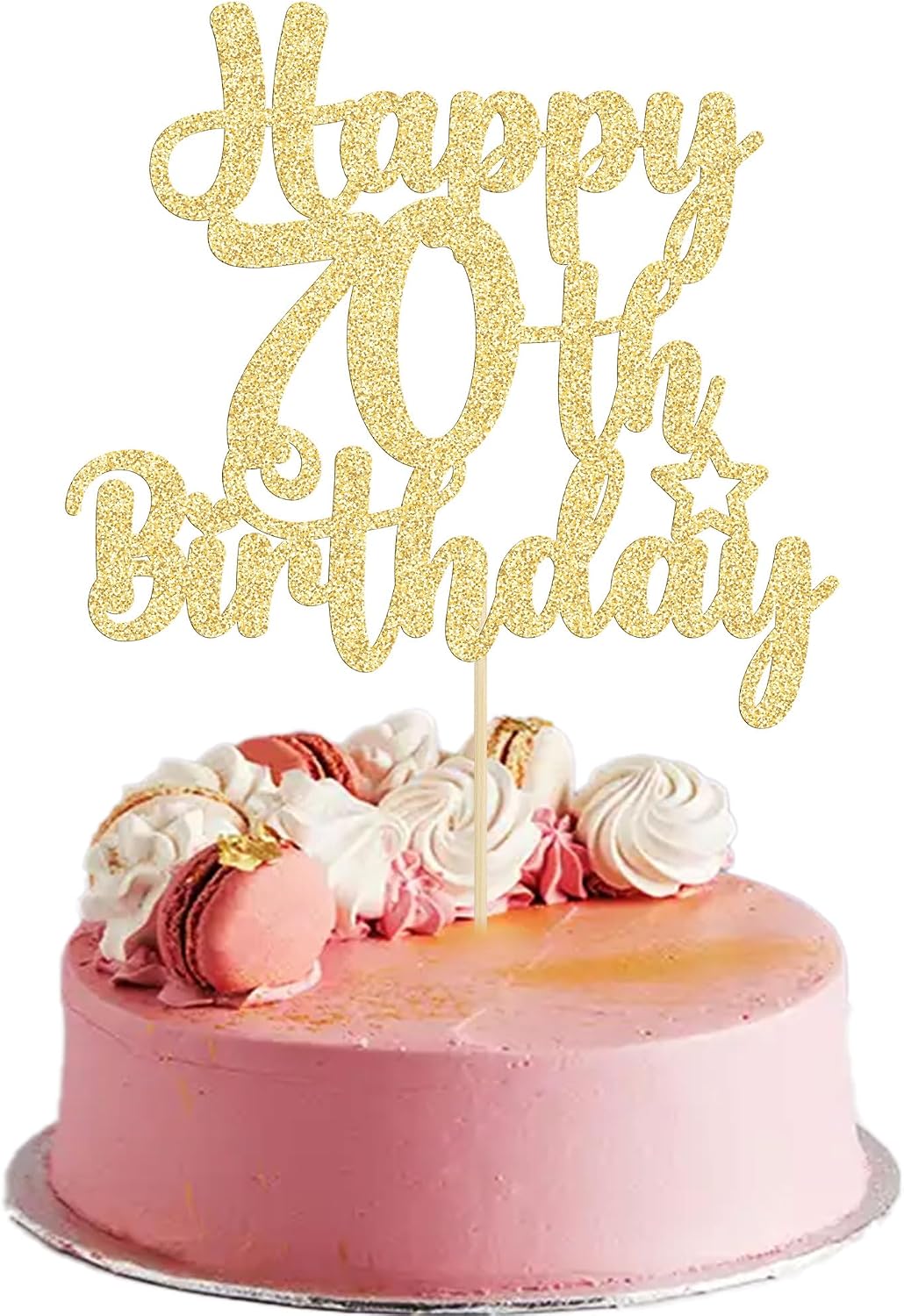 Gyufise 1Pc Happy 80th Birthday Cake Topper Glitter Cheers to 80 - 70th / Gold