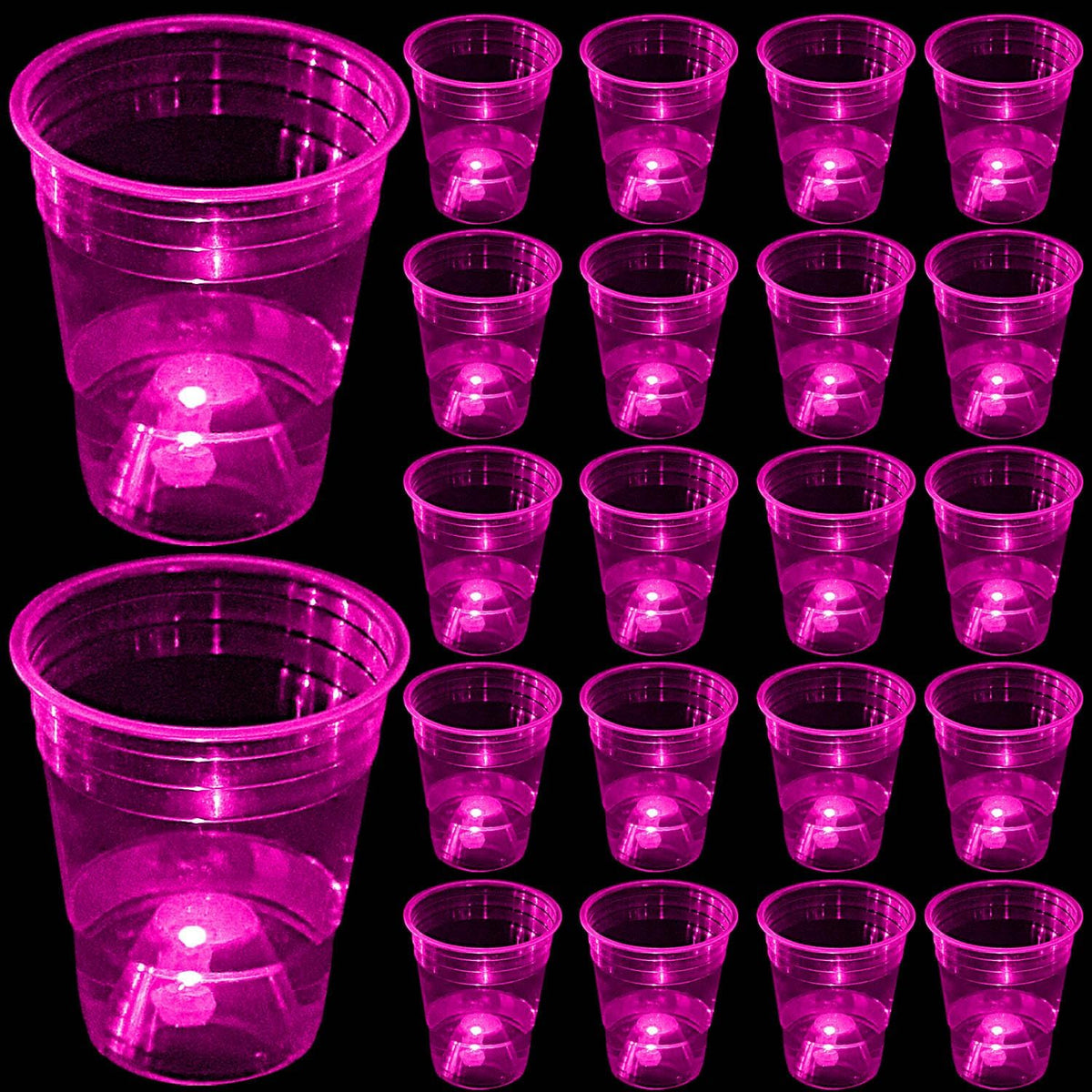 mishunyus 24-pack purple LED glow party cups, 16 oz plastic - view 9
