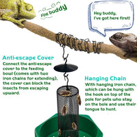 Hookable chameleon feeding bowl with mesh, hanging chain and tongs - view 3