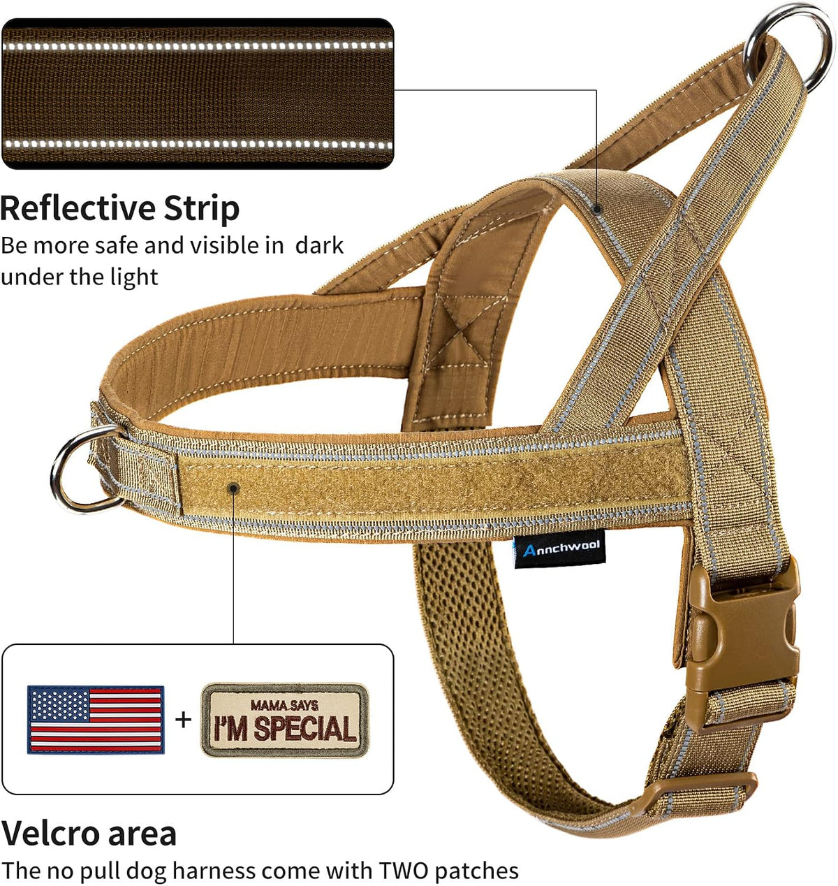 Annchwool No Pull Dog Harness with Soft Padded Handle - XL / Brown Set - image 2